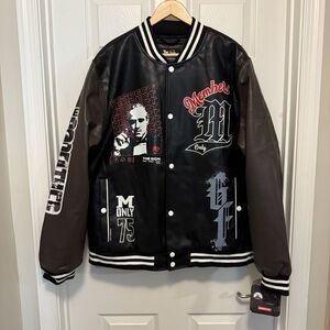 NWT The Godfather X Members Only Vegan Leather Bomber Varsity Jacket